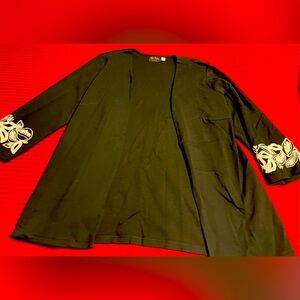 Pre-Owned Black Bob Mackie Wearable Art Paisley Long Sleeve Jacket & Tank Set